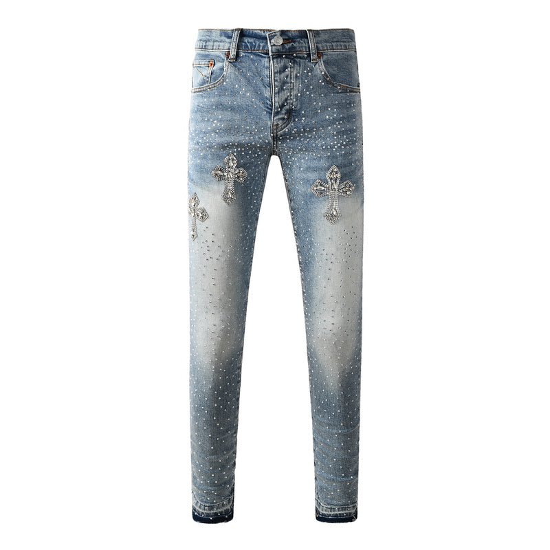 Purple Brand Crystal Diamond Jeans #9132
